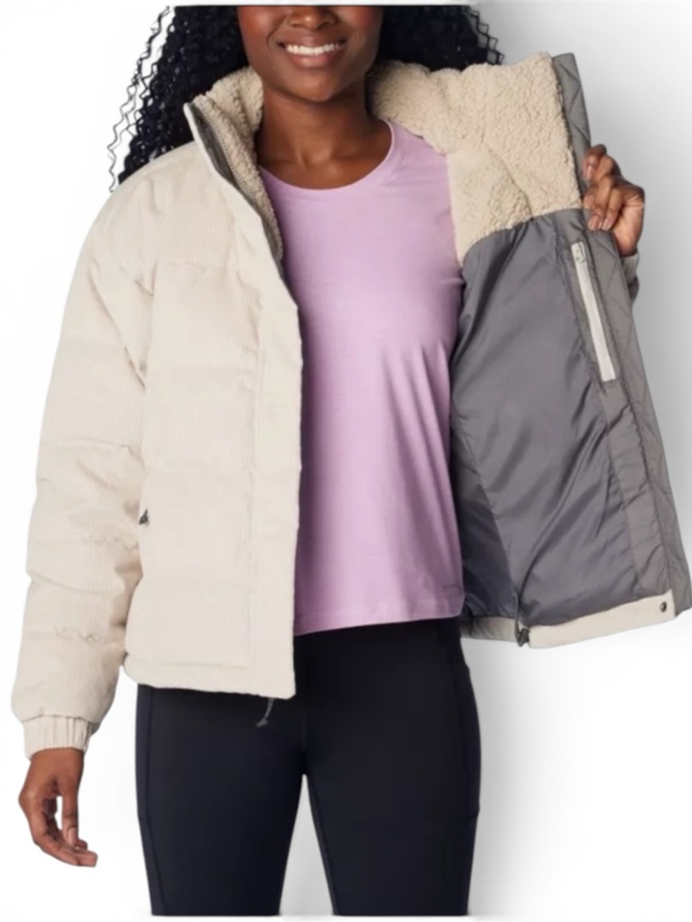 🆕 Columbia Women's Corduroy Ruby Falls'' Novelty Jacket - Responsible Down